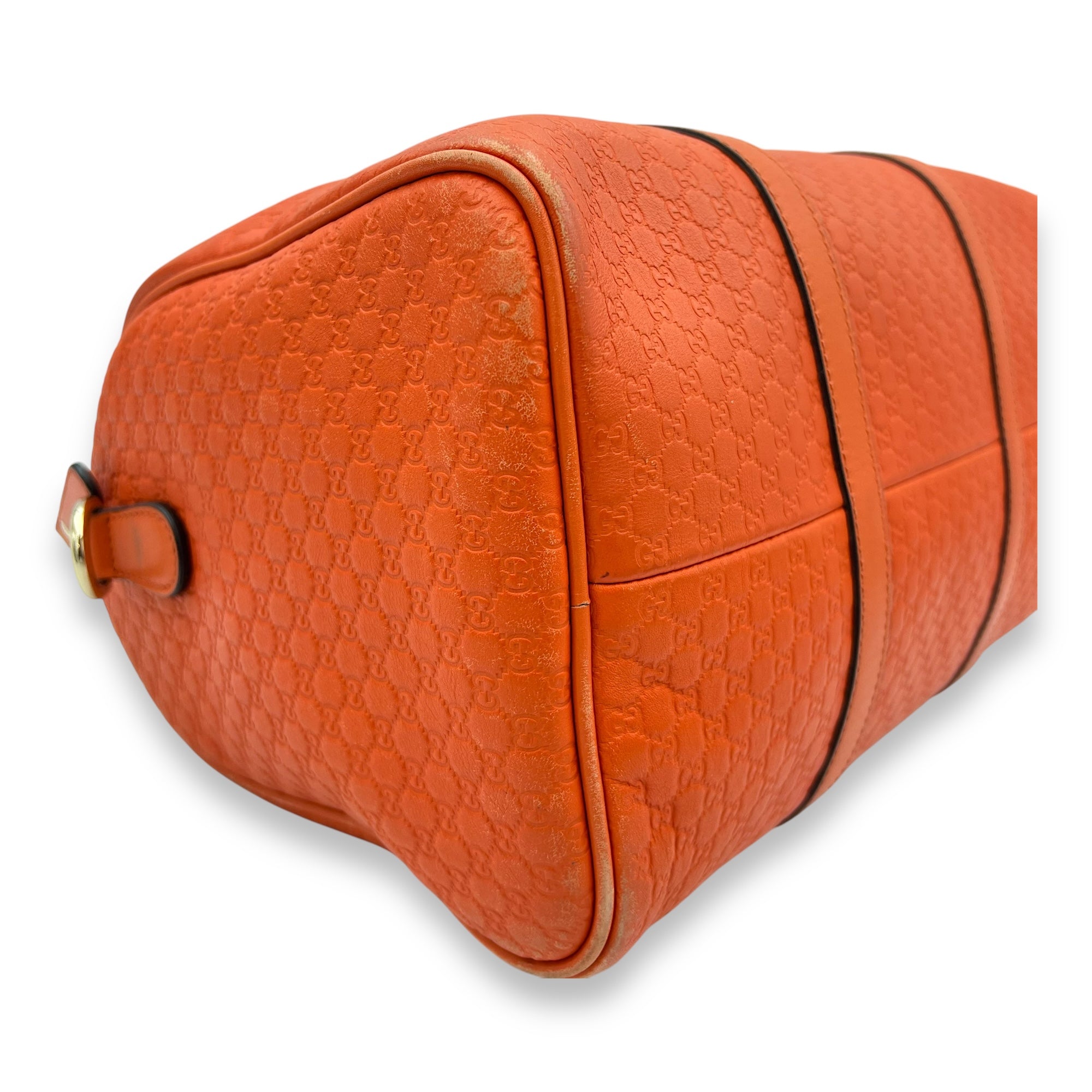 Gucci Boston Top Handle Bag Orange in Guccissima Leather, Gold hardware_9