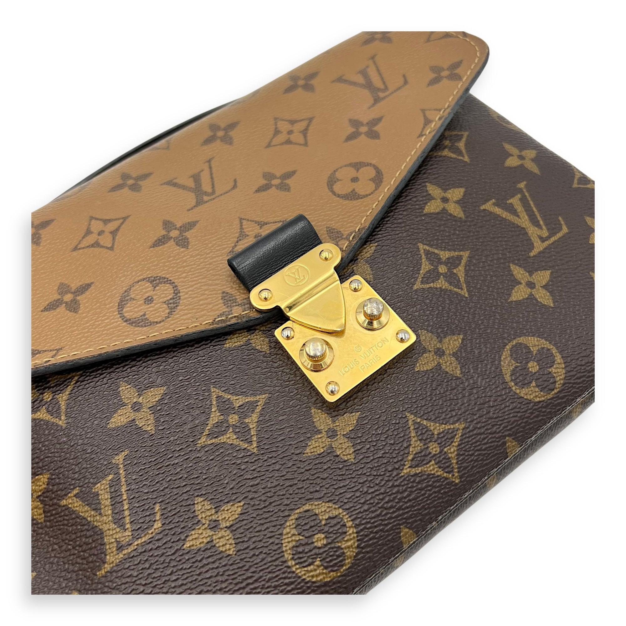 Louis Vuitton Pochette Metis Brown Top Handle Bag in Monogram Coated Canvas, Gold hardware_12