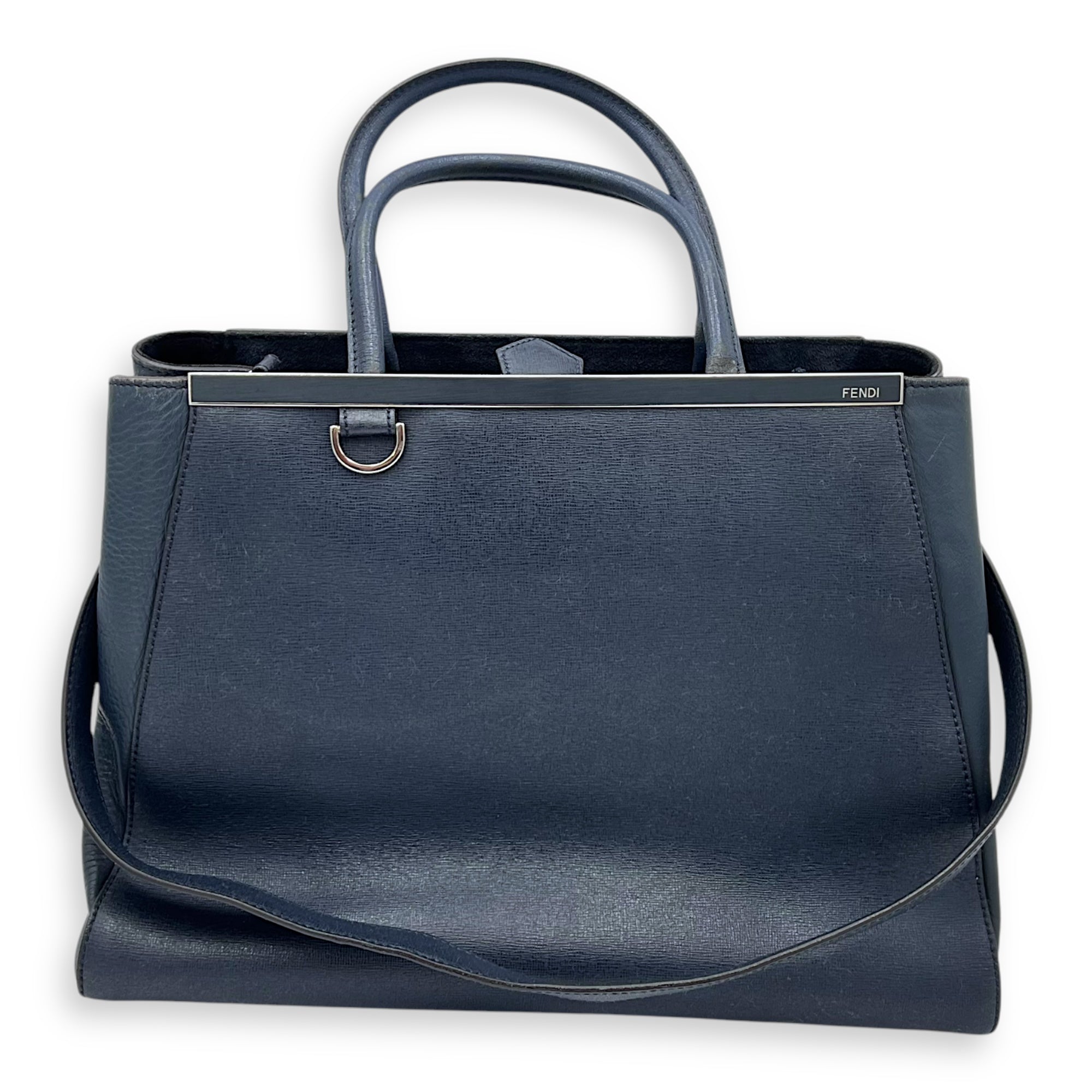 Fendi 2Jours Blue Top Handle Bag in Calfskin, Silver hardware_18