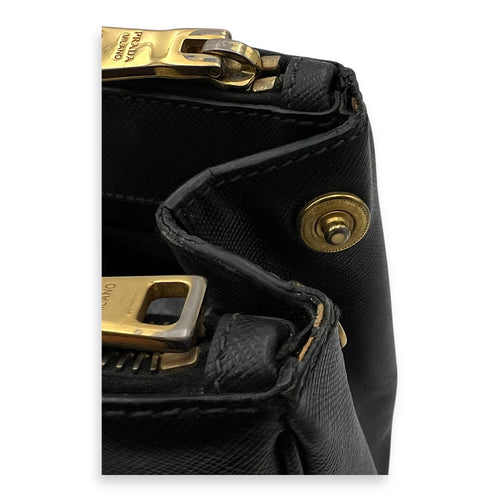 Prada Galleria Top Handle Bag Black in Saffiano Leather, Gold hardware_16