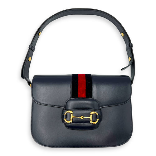 Gucci Horsebit 1955 Shoulder Bag Blue in Calfskin, Gold hardware_16