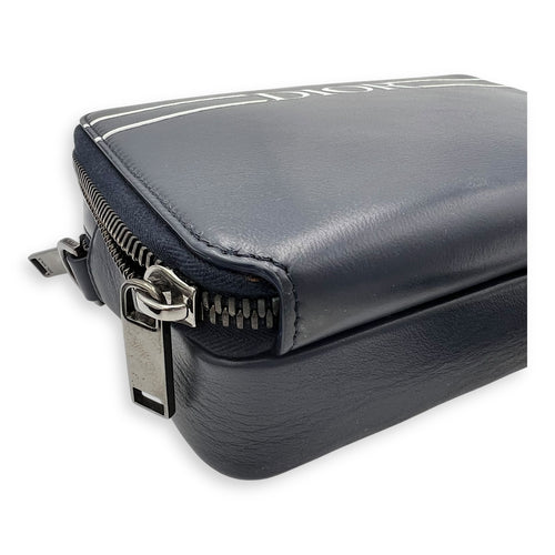 Christian Dior x Descente Double Zip Blue Crossbody Bag in Calfskin, Silver hardware_16