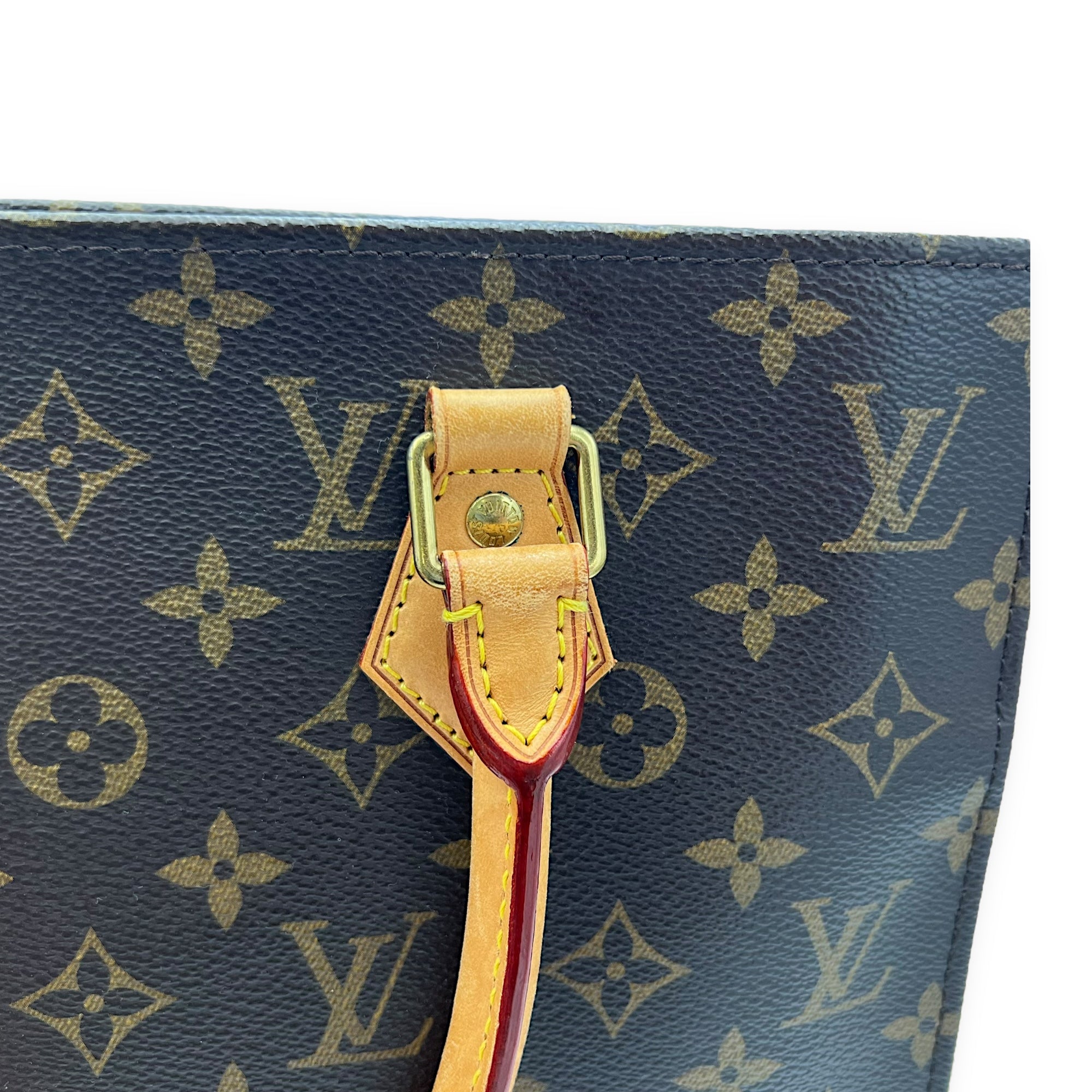 Louis Vuitton Sac Plat PM Brown Top Handle Bag in Monogram Coated Canvas, Gold hardware_16