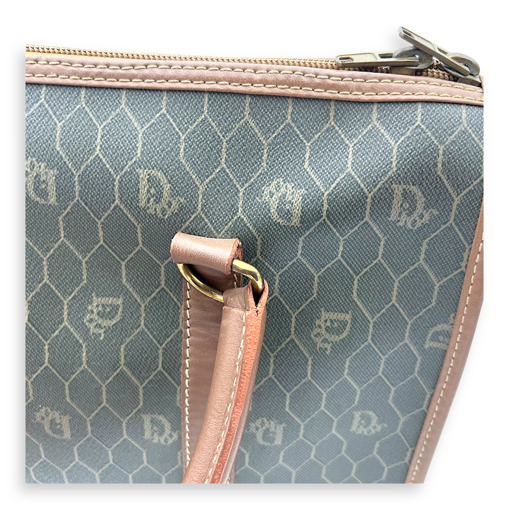 Christian Dior Honeycomb  Top Handle Bag Brown in Coated Canvas, Gold hardware_16