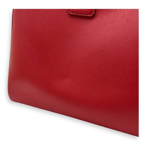 Prada Logo Top Handle Bag Red in Saffiano Leather, Gold hardware_16