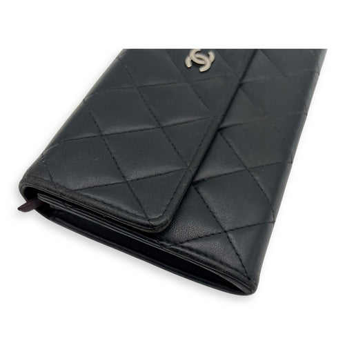 Chanel Classic Wallet Long Black in Lambskin, Silver hardware_10