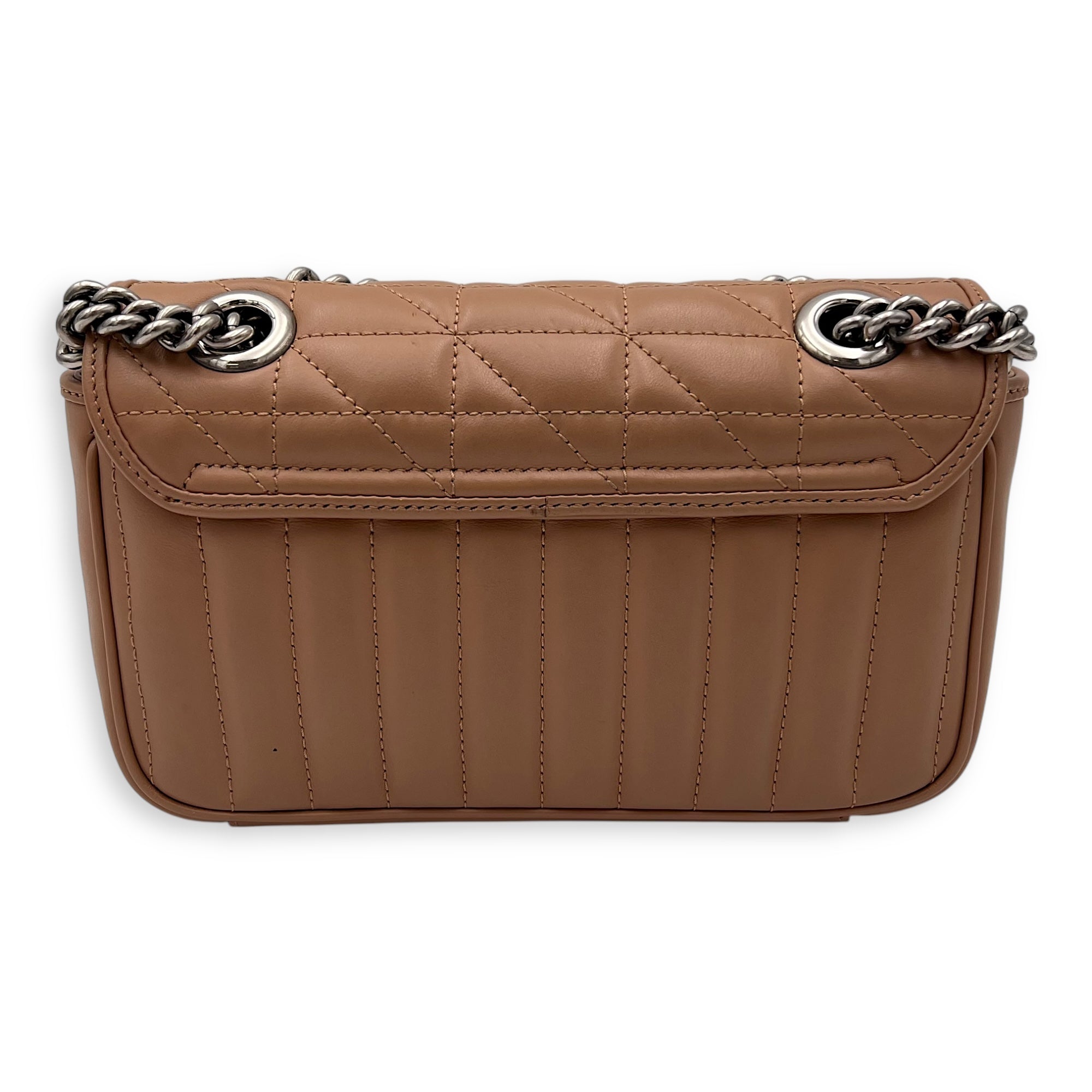 Gucci GG Marmont Crossbody Bag Small Brown in Calfskin, Silver hardware_2