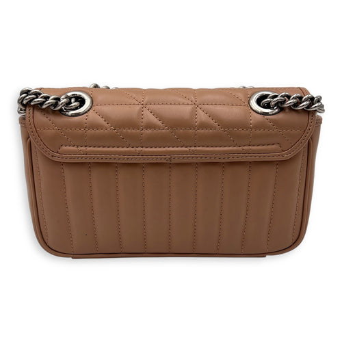 Gucci GG Marmont Crossbody Bag Small Brown in Calfskin, Silver hardware_2