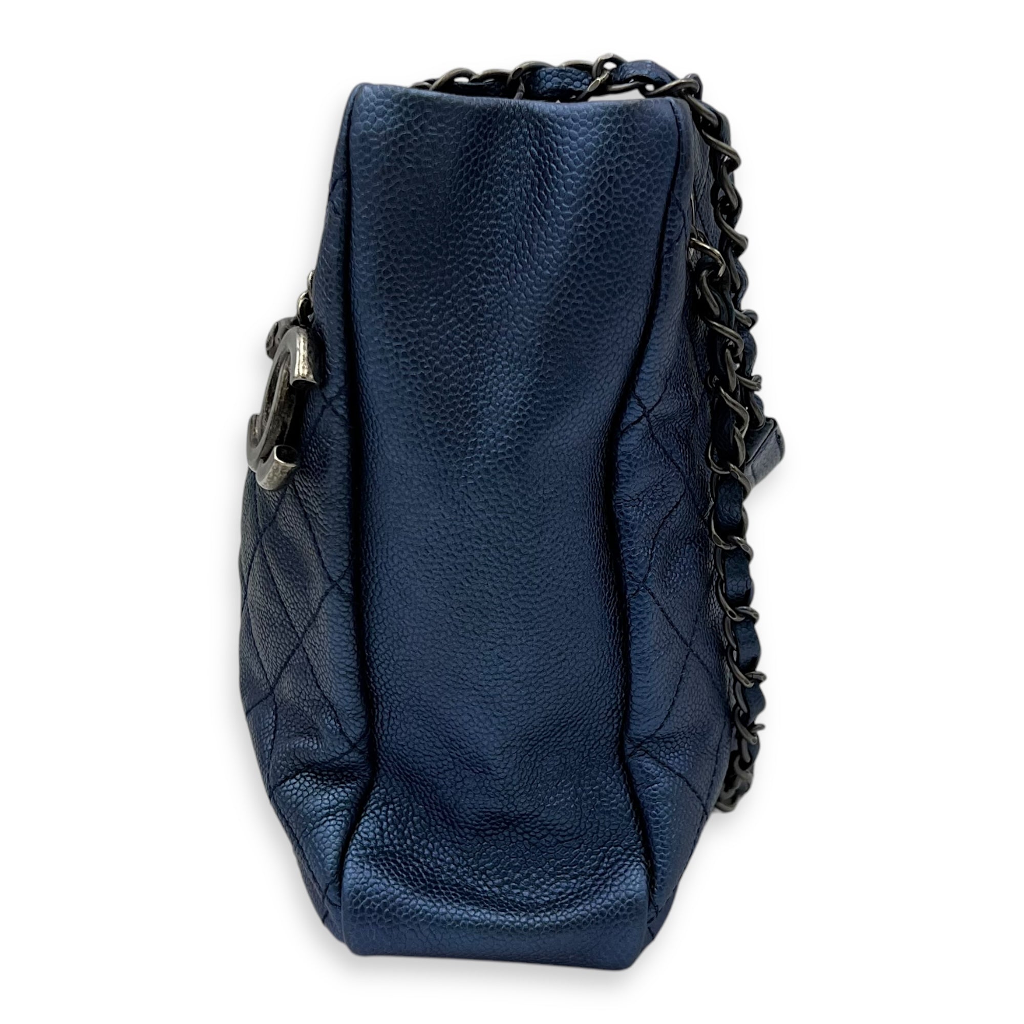 Chanel Others Tote Bag Blue in Caviar Leather, Ruthenium hardware_4