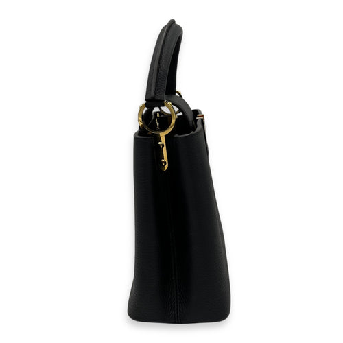 Louis Vuitton Capucines Top Handle Bag MM Black in Taurillon Leather, Gold hardware_4