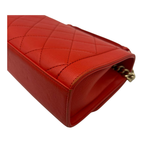Chanel 2 way bag Orange Crossbody Bag in Calfskin, Gold hardware_13