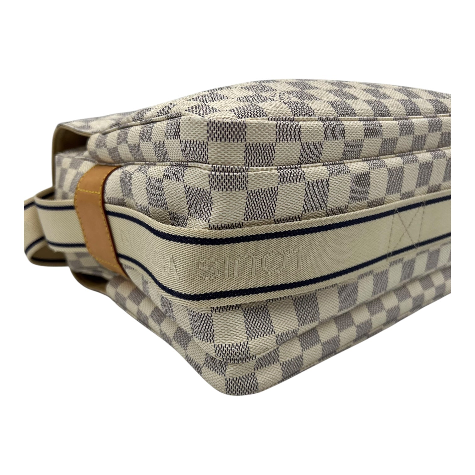 Louis Vuitton Naviglio Crossbody Bag Damier Azur in Coated Canvas, Enamel hardware_7