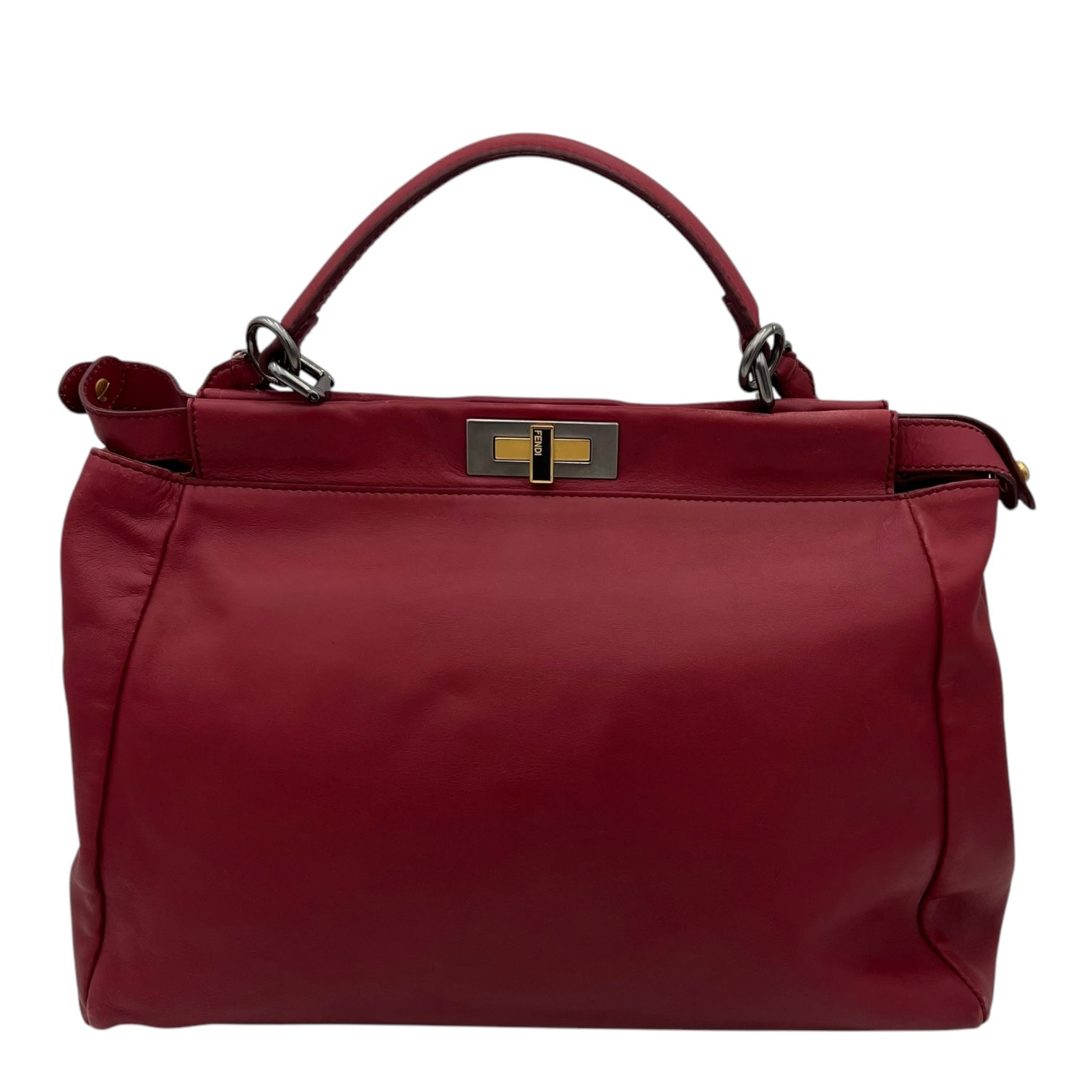 Fendi Peekaboo Top Handle Bag Red in Calfskin, Mixed hardware_1