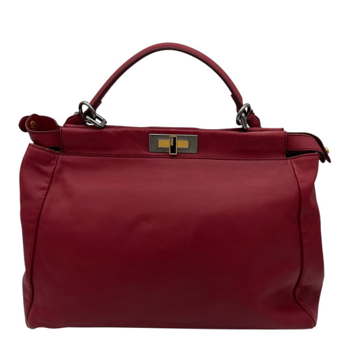 Fendi Peekaboo Top Handle Bag Red in Calfskin, Mixed hardware_1