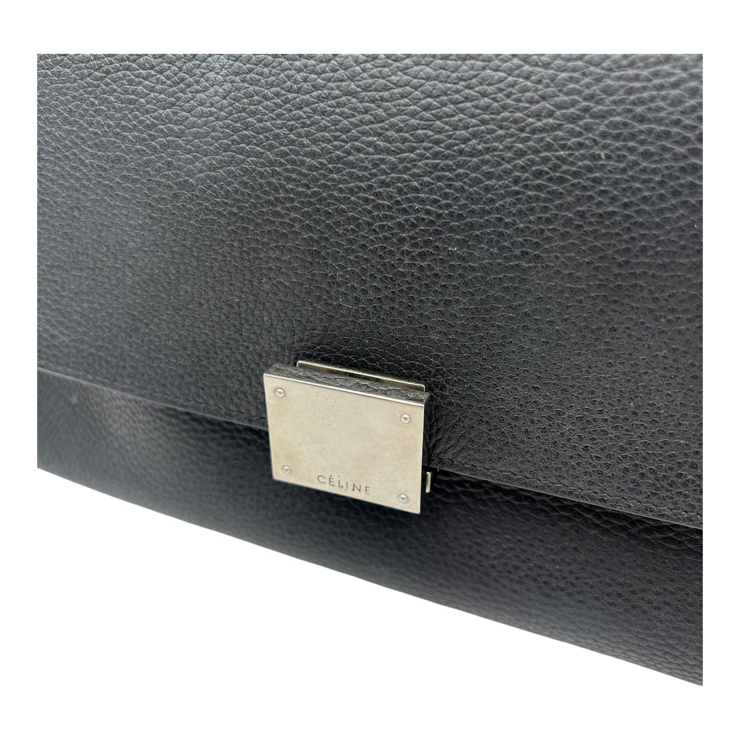 Celine Trapeze Small Black Shoulder Bag in Calfskin, Silver hardware_12
