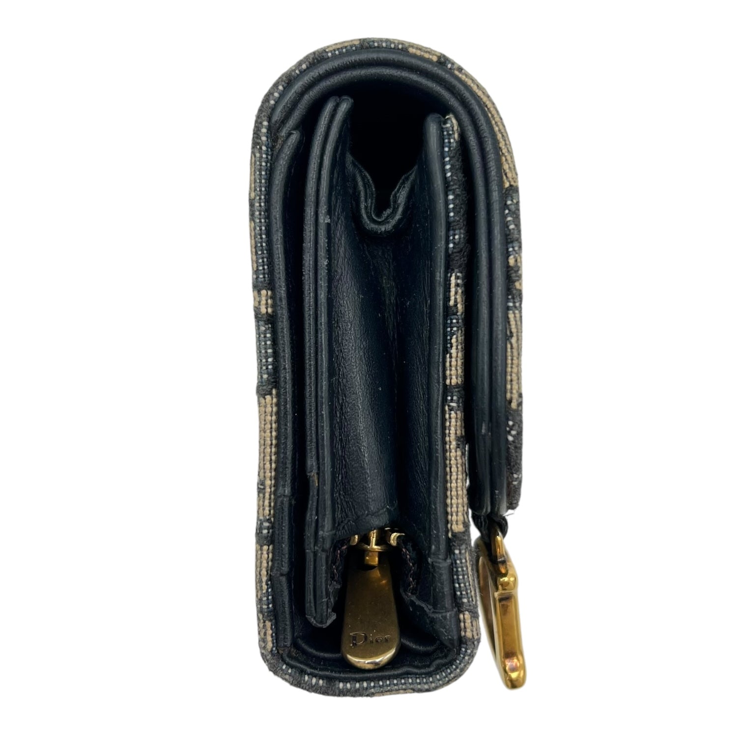 Christian Dior Saddle Wallet Blue in Jacquard, Gold hardware_3