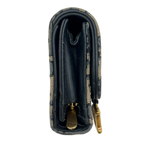 Christian Dior Saddle Wallet Blue in Jacquard, Gold hardware_3