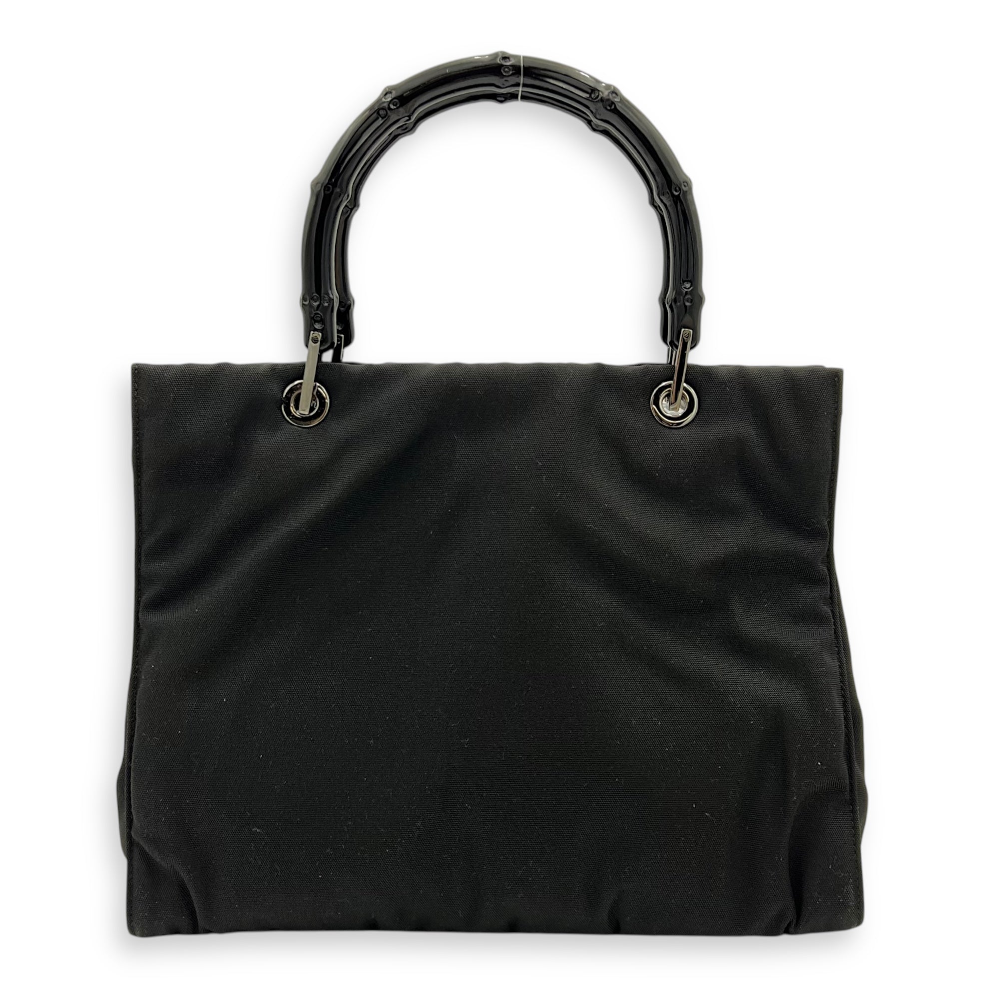 Gucci Bamboo Top Handle Bag Black in Nylon_2