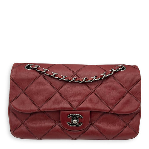 Chanel Classic Diamond Stitch Quilted Red Shoulder Bag in Calfskin, Ruthenium hardware_1