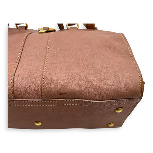Saint Laurent Cabas Top Handle Bag Pink in Calfskin, Gold hardware_13