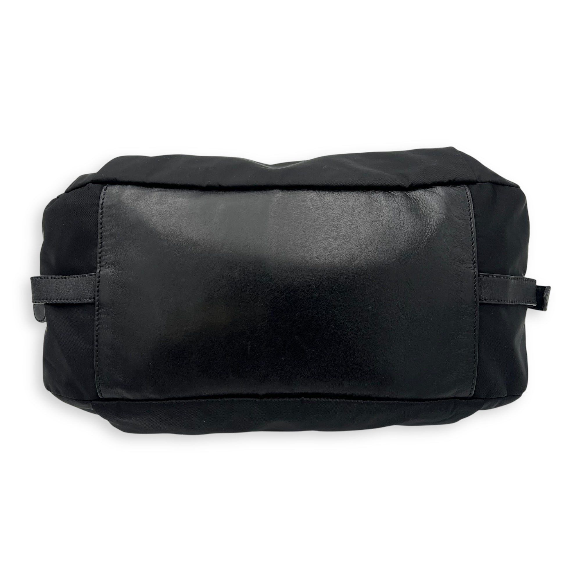 Prada Logo Top Handle Bag Black in Nylon, Gold hardware_5