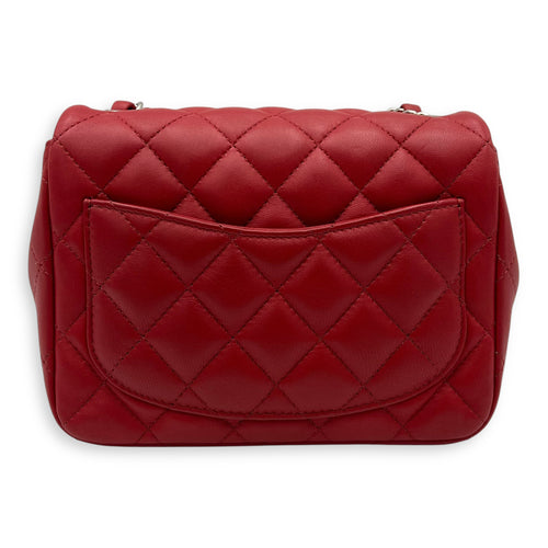 Chanel Square Shoulder Bag Mini Red in Lambskin, Silver hardware_2