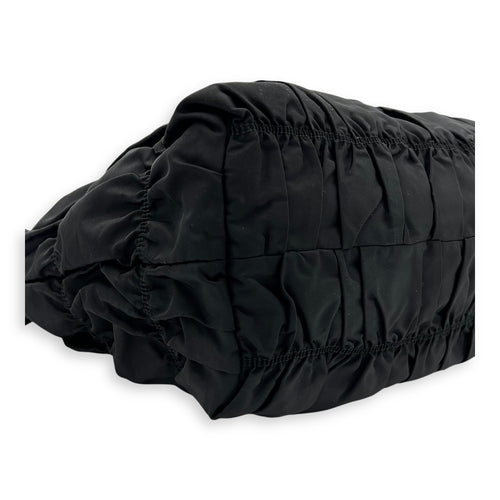 Prada Tessuto gaufre Top Handle Bag Medium Black in Nylon, Gold hardware_9