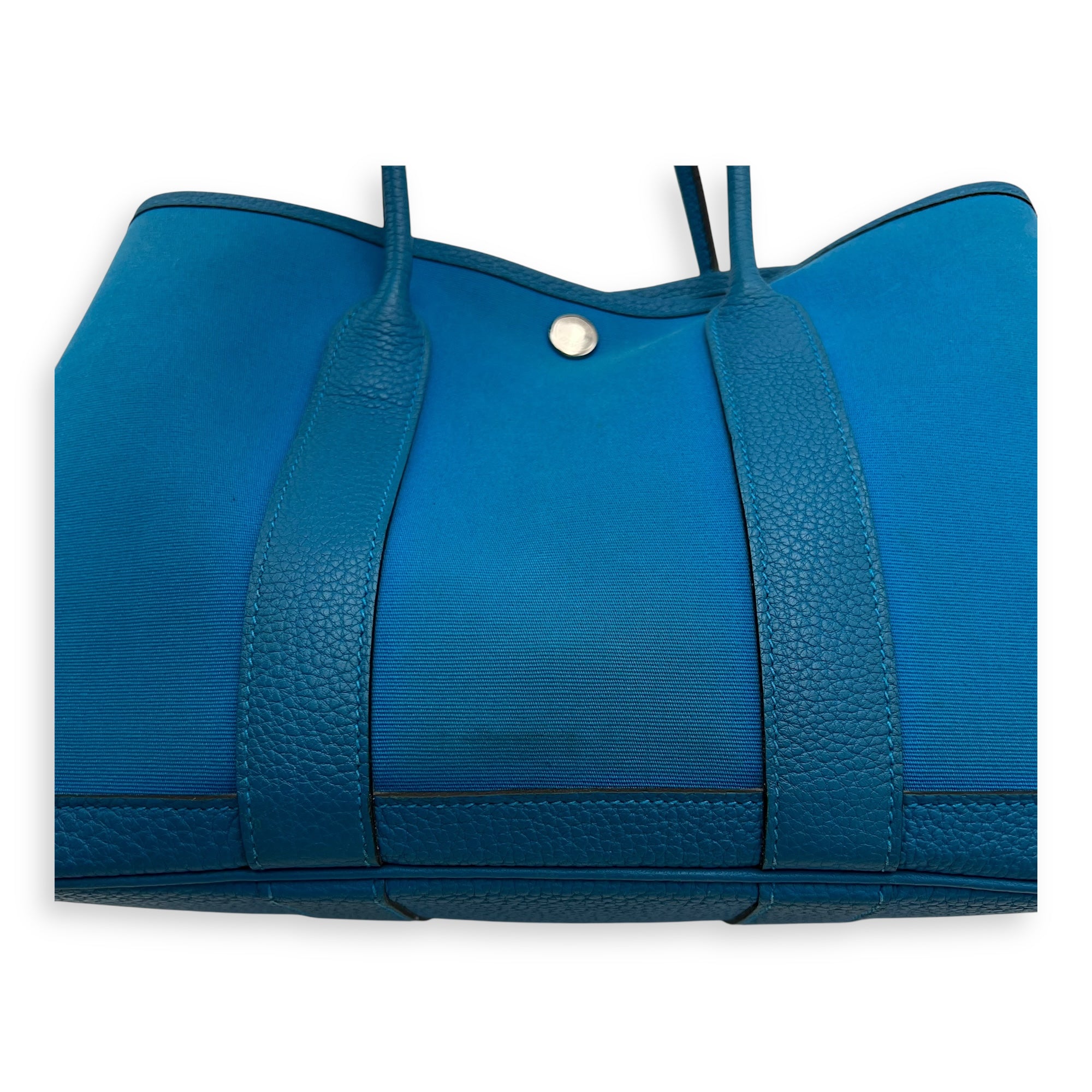 Hermès Garden Party Blue in Canvas, Silver hardware_10