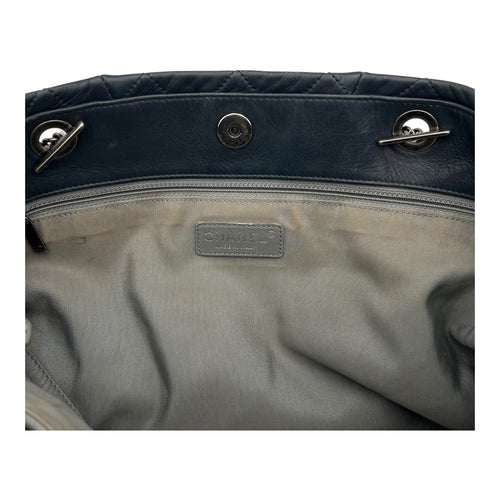 Chanel CC Shoulder Bag Blue in Calfskin, Ruthenium hardware_7