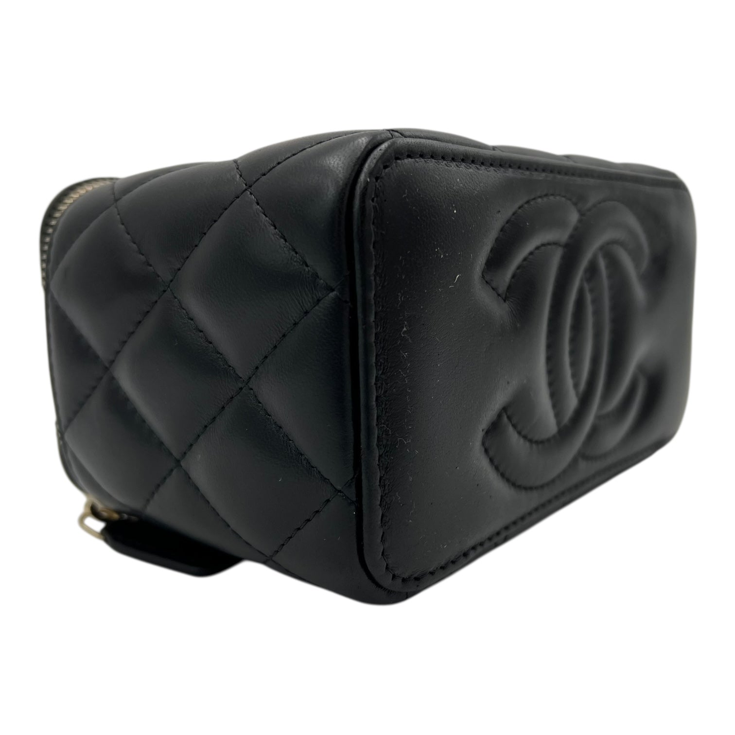 Chanel Pearl Crush Vanity Crossbody Bag Black in Lambskin, Gold hardware_9