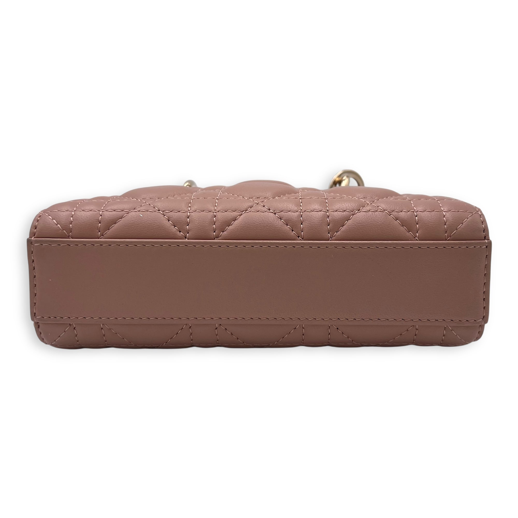 Christian Dior Lady D-Joy Top Handle Bag Micro Beige in Lambskin, Gold hardware_5