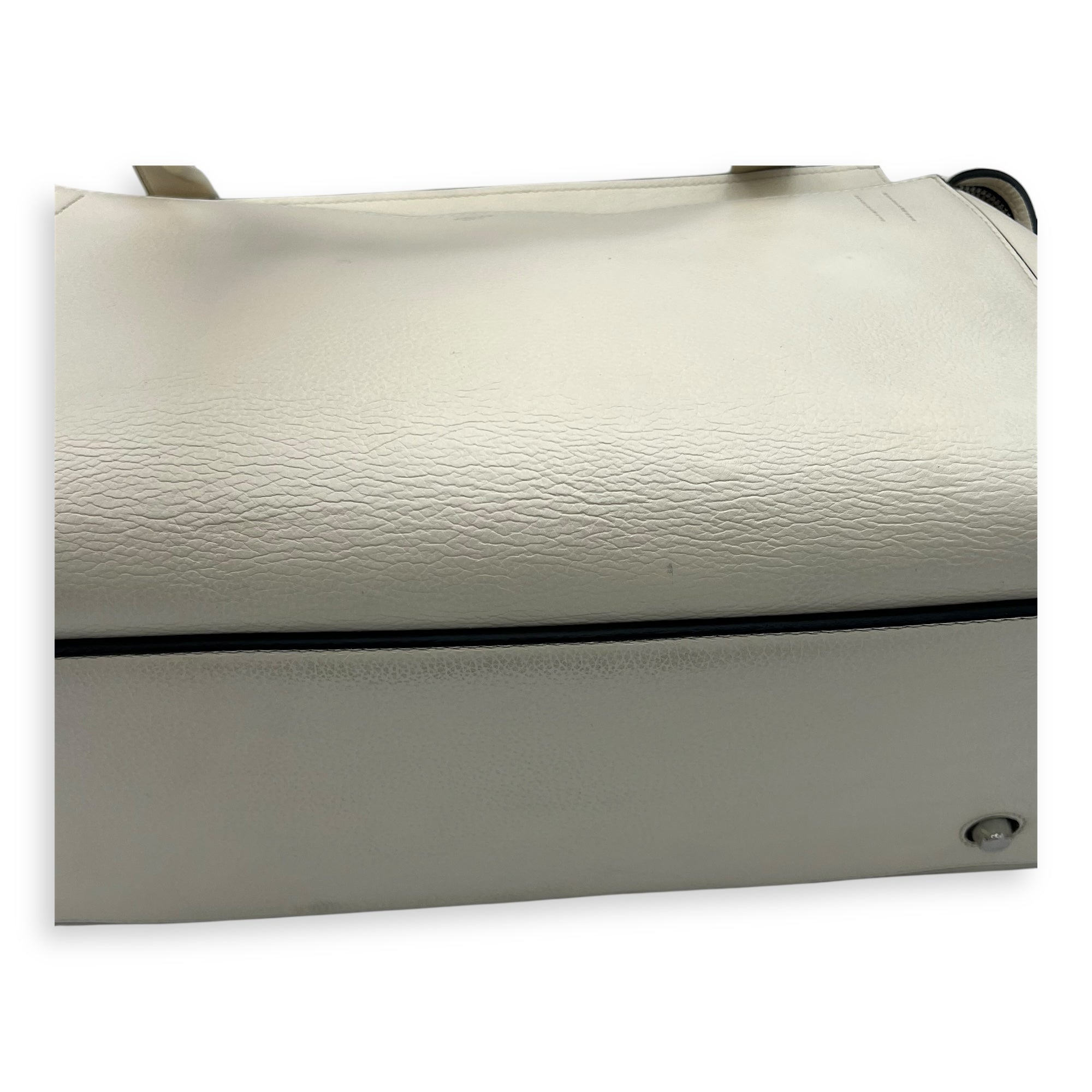 Celine Edge Top Handle Bag White in Calfskin, Silver hardware_13