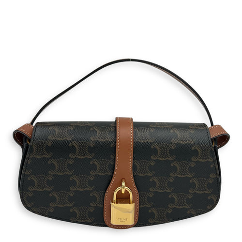 Celine Tabou Shoulder Bag Brown in Coated Canvas, Gold hardware_1