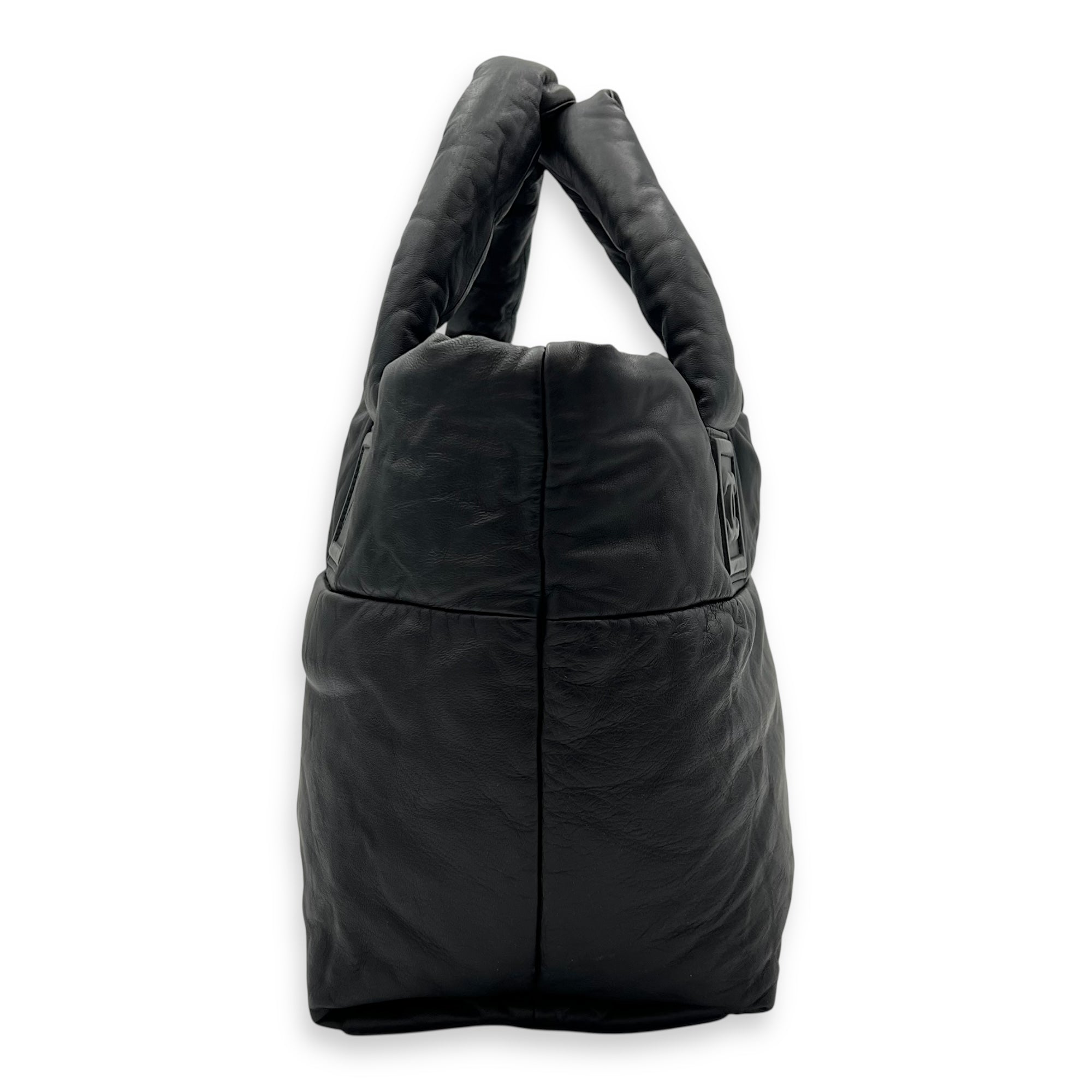 Chanel Reversible Cocoon Black Top Handle Bag in Calfskin, Silver hardware_4