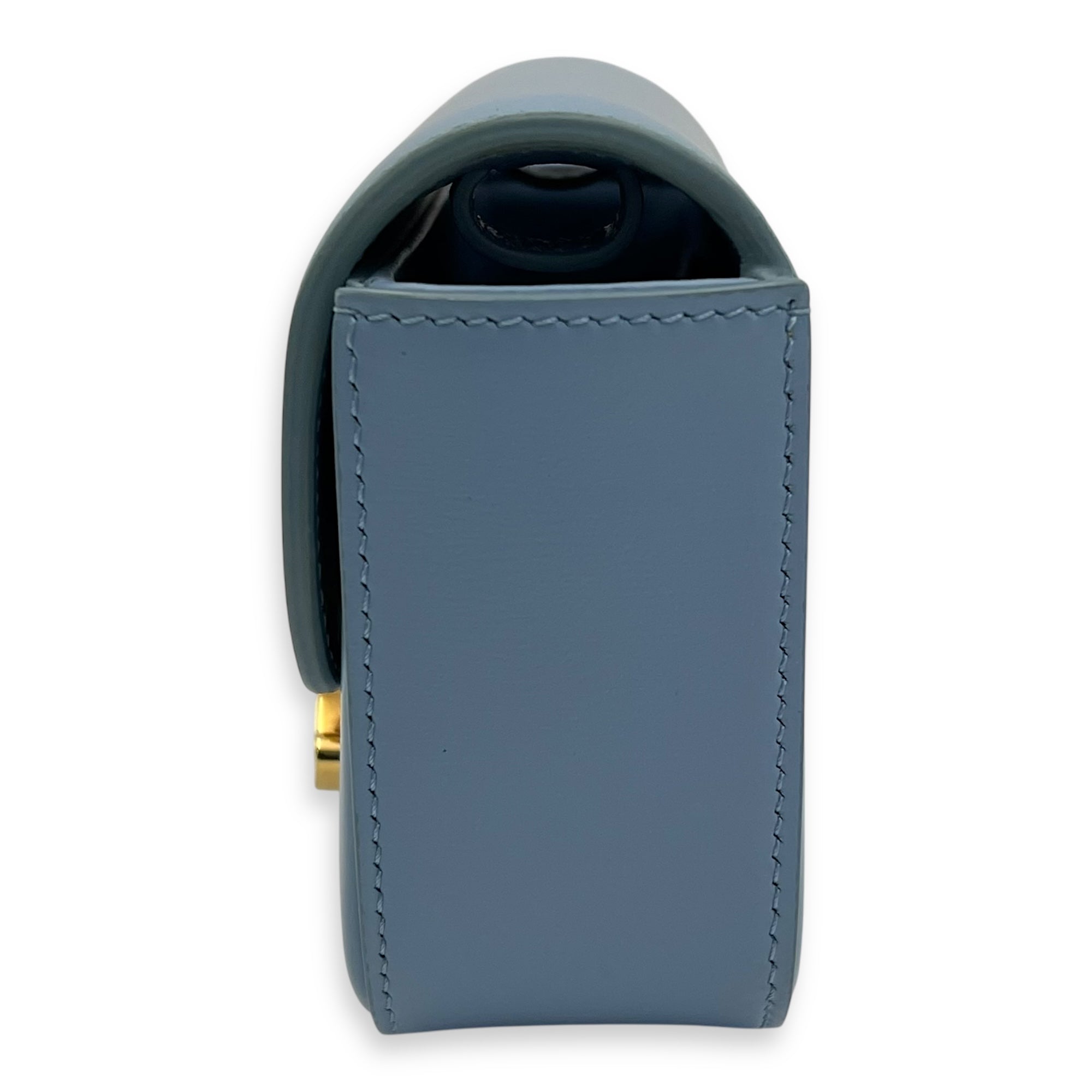 Celine Claude Crossbody Bag Blue in Calfskin, Gold hardware_3