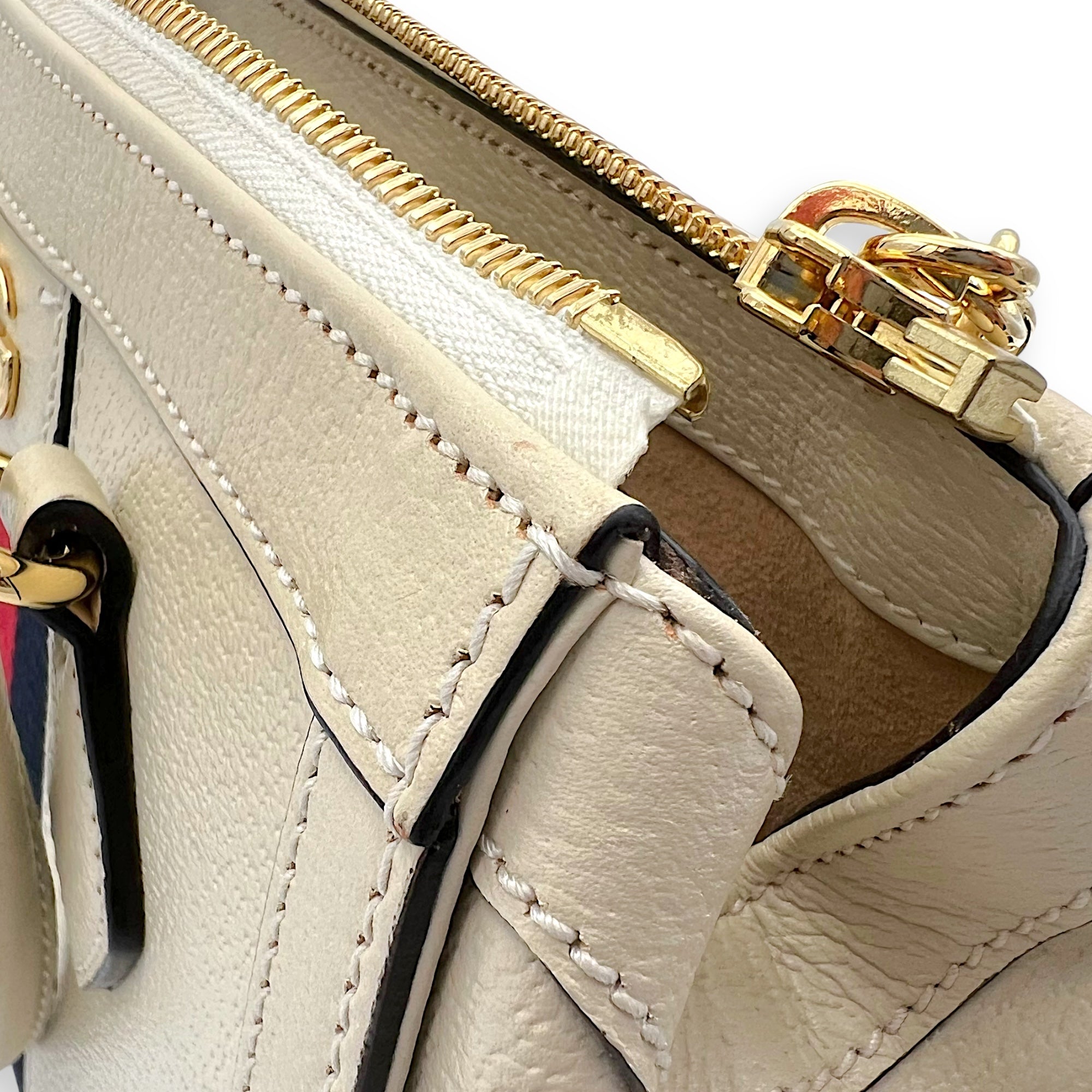 Gucci Ophidia Top Handle Bag White in Calfskin, Gold hardware_16