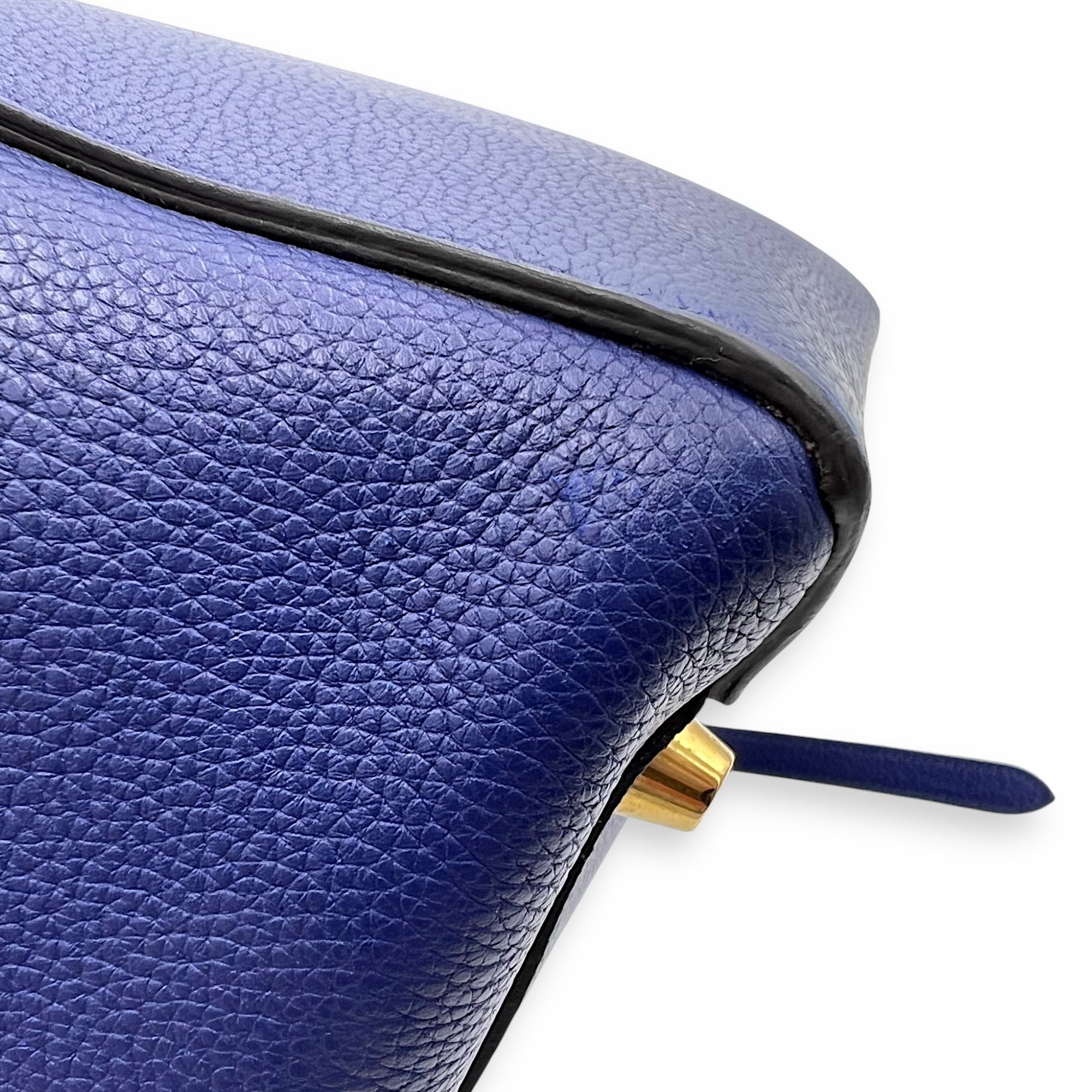 Celine Belt Bag Top Handle Bag Blue in Calfskin, Gold hardware_16