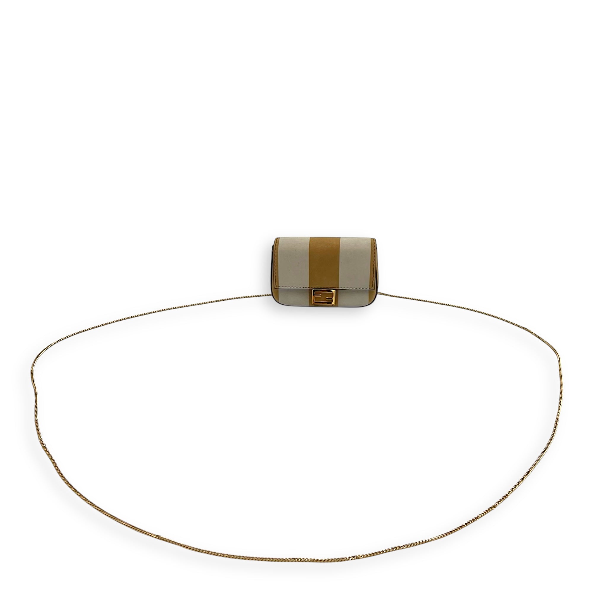 Fendi Baguette Nano Brown Crossbody Bag in Suede Leather, Gold hardware_16