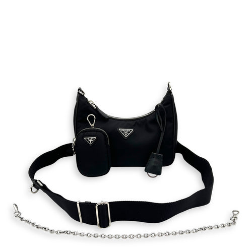 Prada Re-Edition 2005 Crossbody Bag Black in Re-Nylon, Silver hardware_16