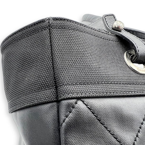 Chanel Paris Biarritz Tote Bag Black in Coated Canvas, Silver hardware_16