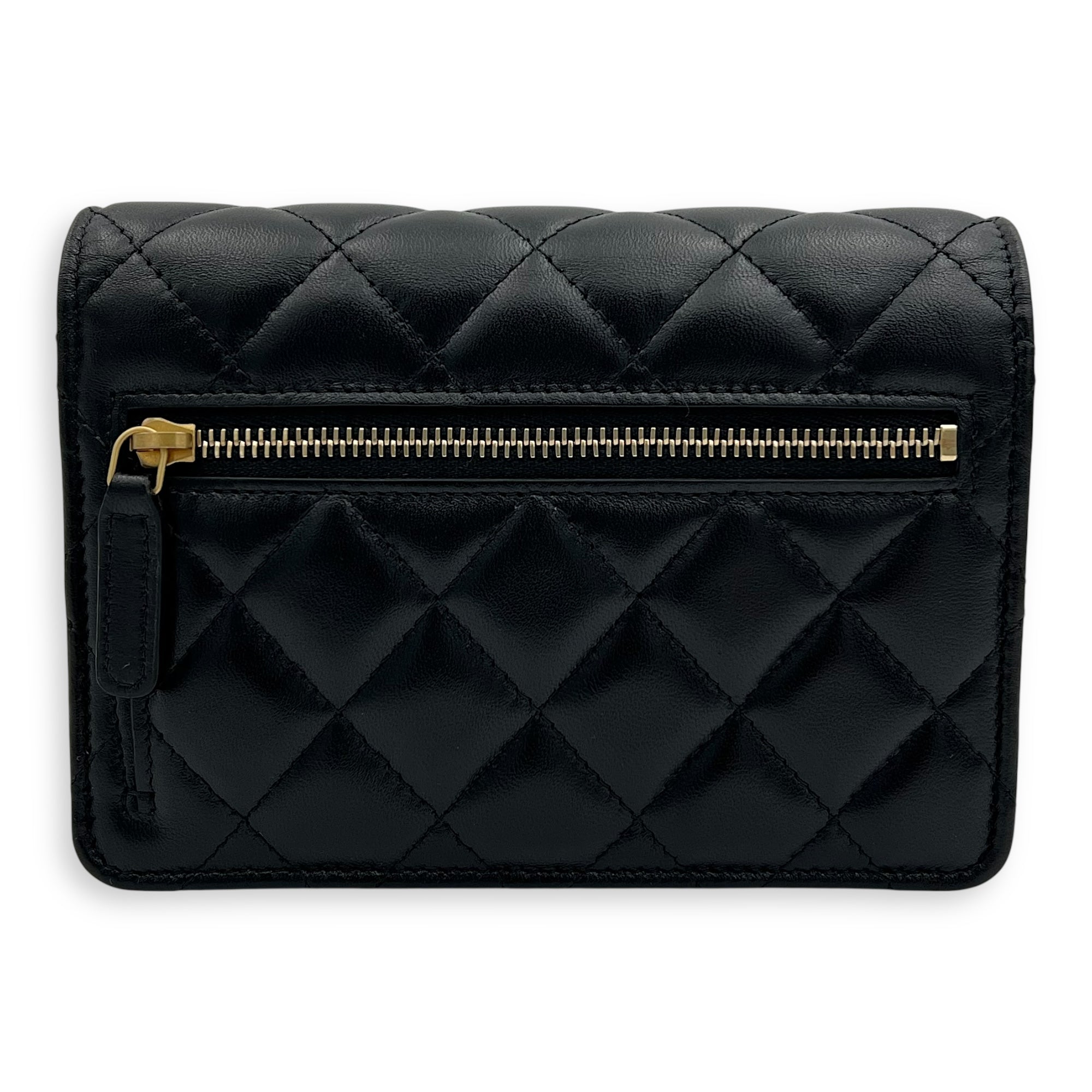 Chanel CC Curb Thick Chain Wallet On Chain Black in Lambskin, Gold hardware_2