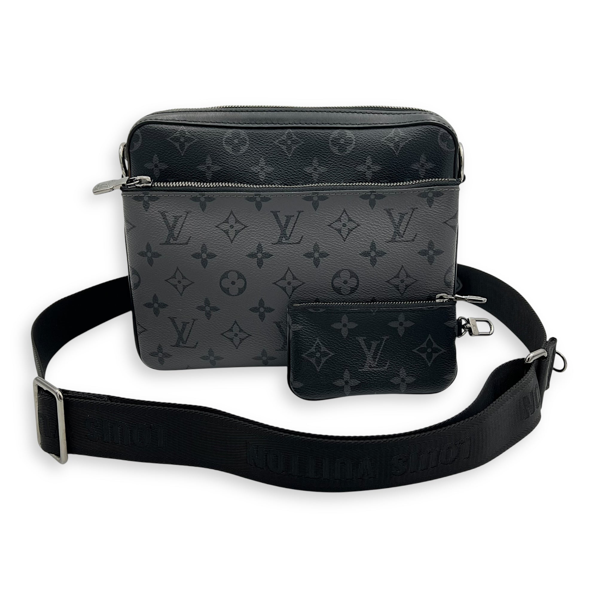 Louis Vuitton Trio Messenger Grey in Monogram Coated Canvas, Silver hardware_17