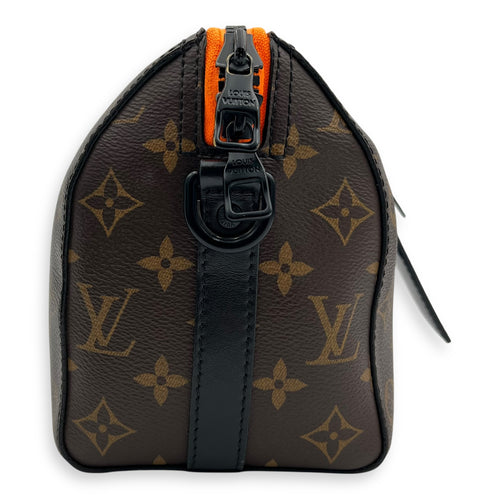 Louis Vuitton Keepall Virgil Abloh Top Handle Bag Brown in Monogram Coated Canvas, Gold hardware_3