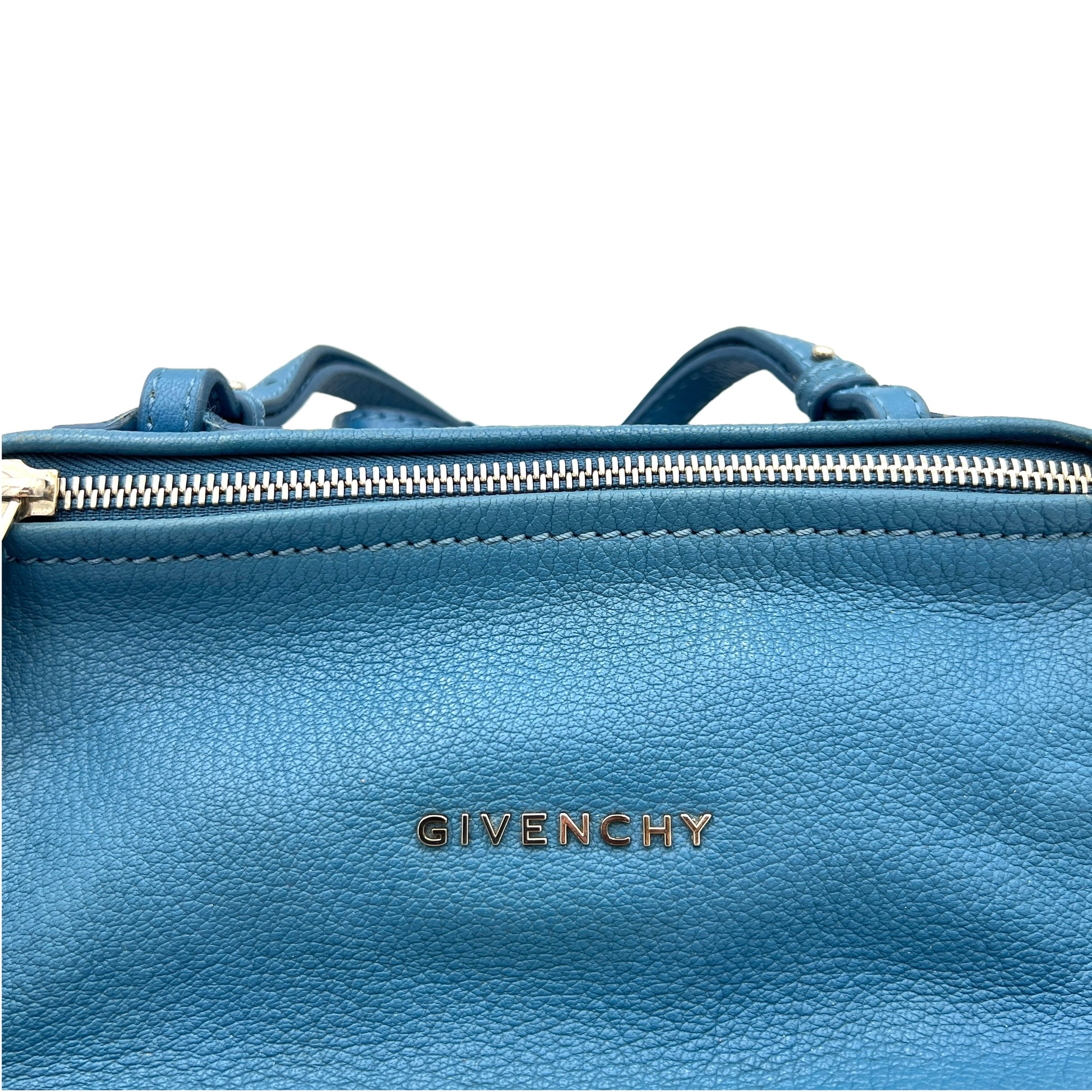 Pandora Crossbody Bag Mini Blue in Calfskin , Silver Hardware