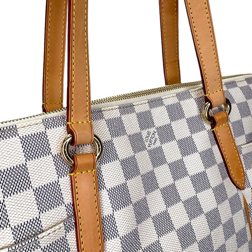 Totally PM Damier Azur Shoulder Bag in Coated Canvas, Gold hardware