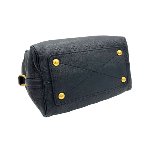 Speedy Bandouliere 25 Black Top Handle Bag in Monogram Empreinte Leather, Gold hardware