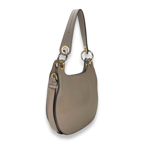 Tess Hobo Shoulder Bag  Grey in Calfskin , Gold Hardware