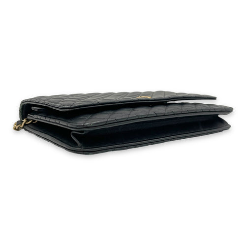 Classic Black Wallet On Chain in Lambskin, Gold hardware