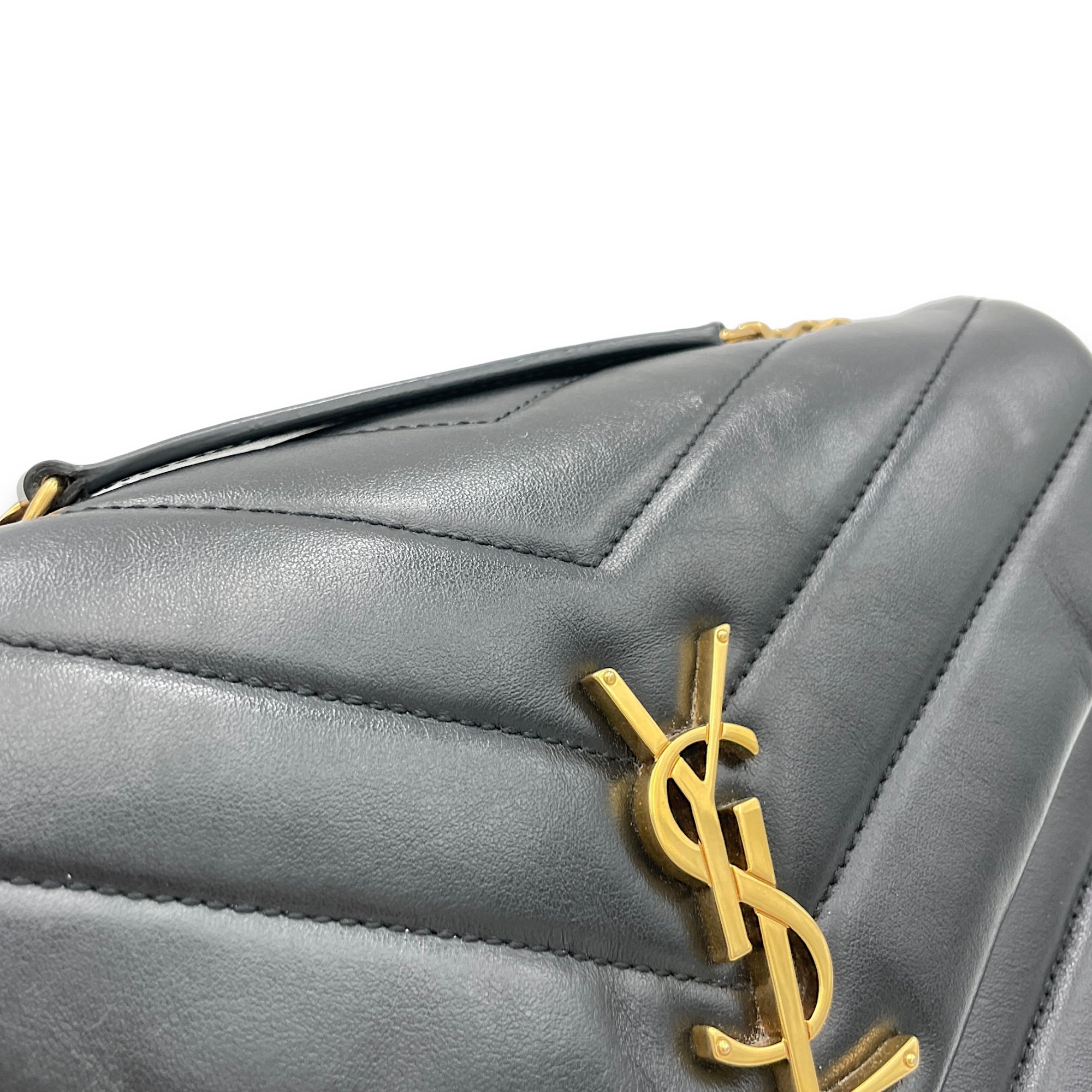 Loulou Crossbody Bag Small Black in Calfskin, Gold hardware