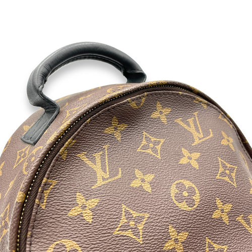 Palm Springs PM Brown Backpack in Monogram Coated Canvas, Gold hardware